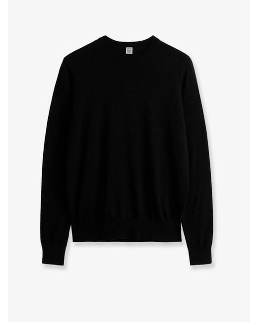Totême Black Fine Crew Knit Wool And Silk Blend Sweater