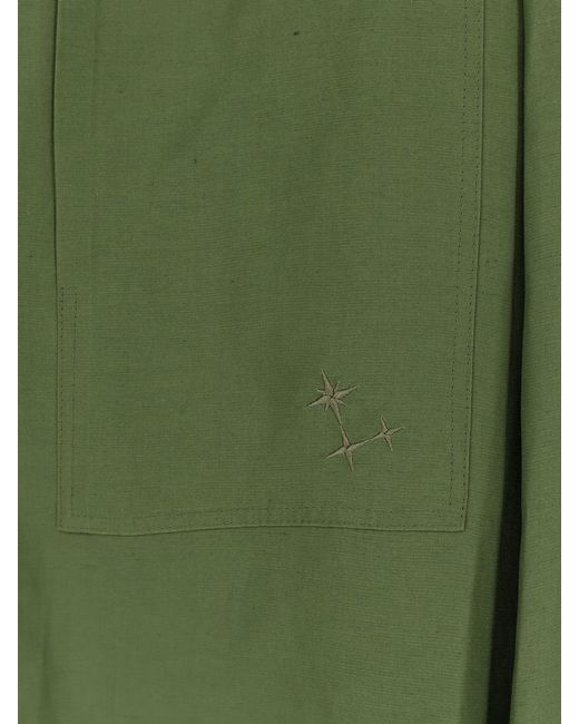 Laneus Green Viscose And Linen Shirt for men