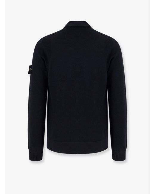 Stone Island Blue Certified Virgin Wool Cardigan for men