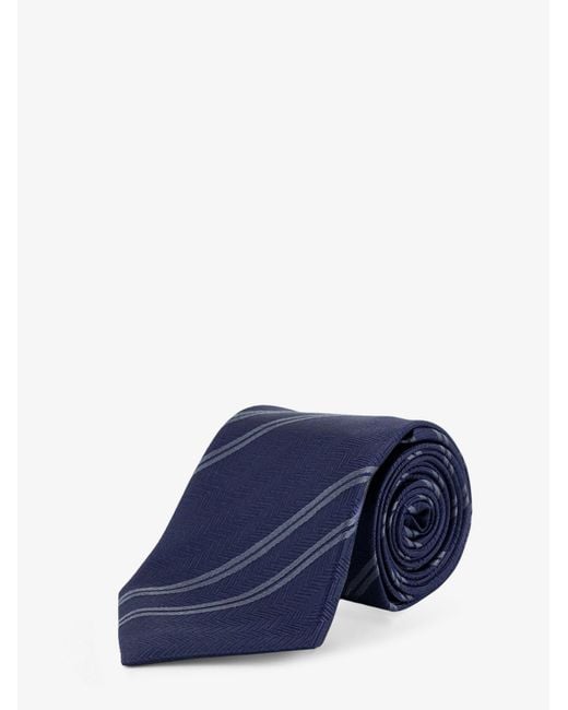 Brunello Cucinelli Blue Regimental Motif Silk Tie for men