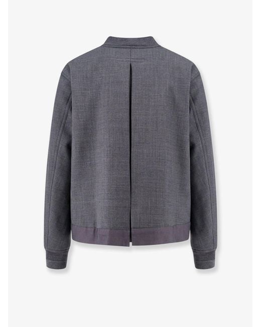 Semicouture Blue Virgin Wool Blend Bomber