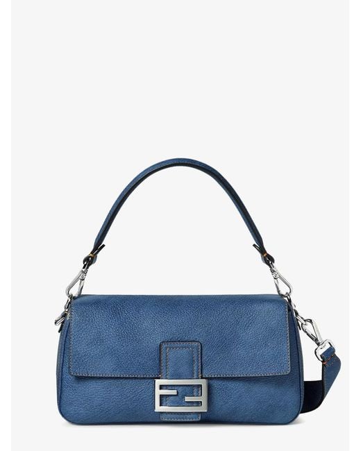 Fendi Blue Baguette Leather Shoulder Bag