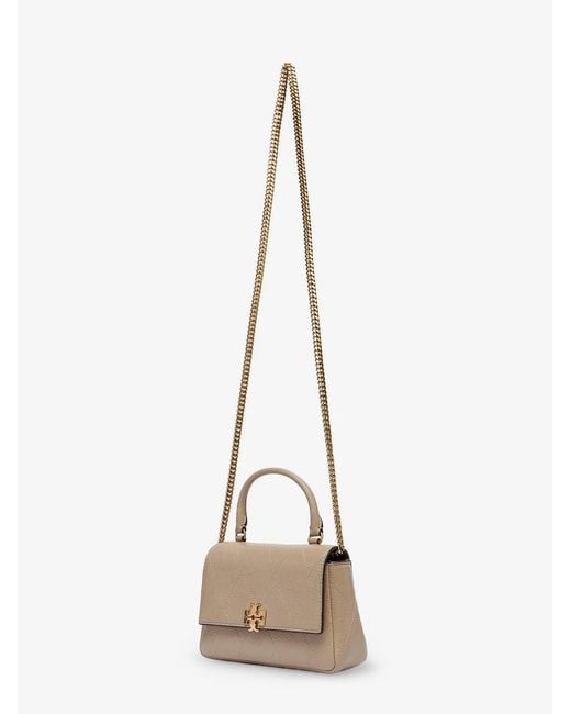Tory Burch Natural Charlie Quilted Top Handle Chain Wallet Crossbodybag