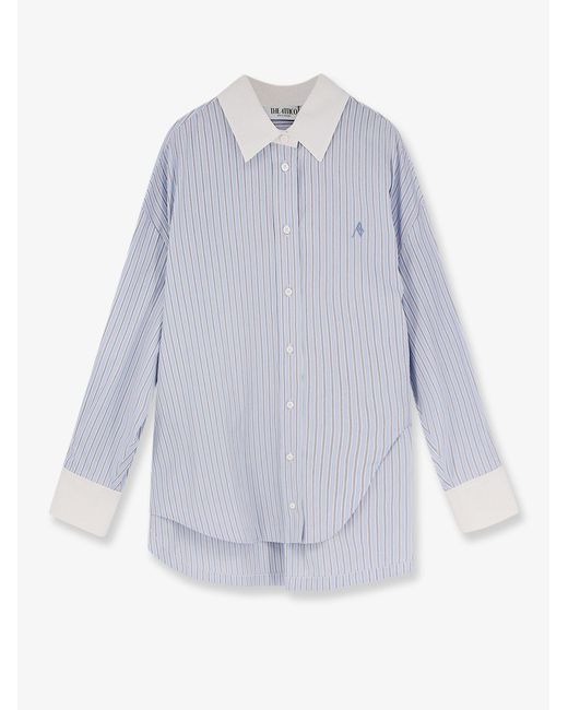 The Attico White Oversize Striped Cotton Shirt