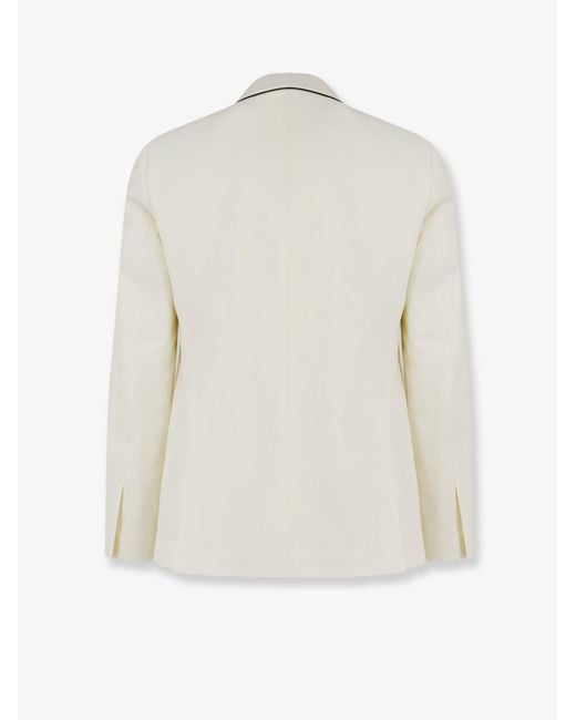 Lardini White Wool Blend Blazer With Contrasting Profiles for men