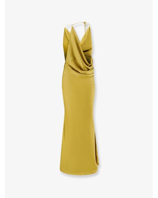 ACTUALEE Metallic Satin Long Dress