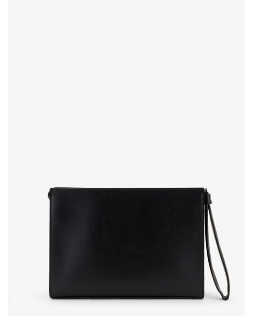 Orciani Black Leather Clutch Bag for men