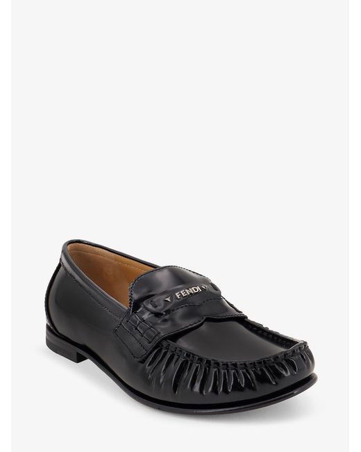 Fendi White Leather Scrunch Loafers