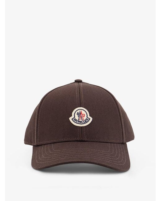 Moncler Brown Cotton Baseball Hat for men
