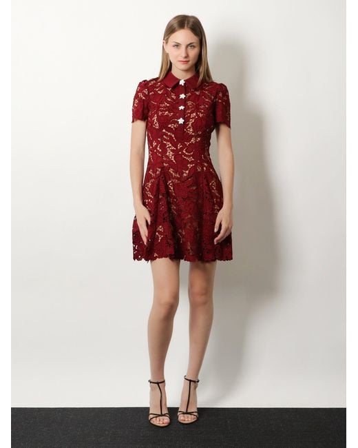 Self-Portrait Red Self Portrait Lace Mini Dress