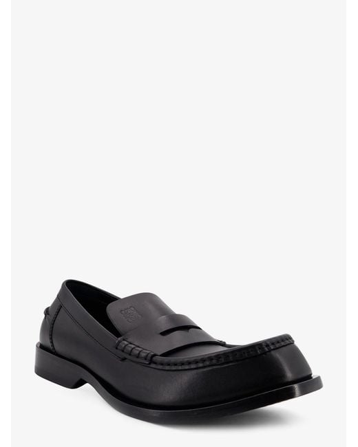 Loewe Black Bobine Leather Loafers With Engraved Anagram Logo for men