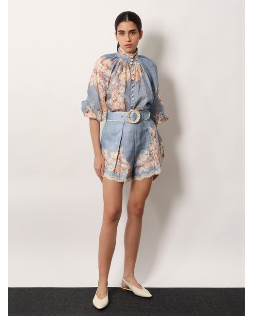 Shorts Cascadian Tuck di Zimmermann in Blue