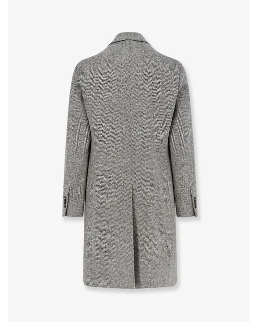 Lardini Gray Double-Breastted Virgin Wool Coat for men