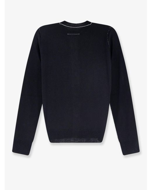 MM6 by Maison Margiela Blue Wool Blend Cardigan With Front Numeric Detail