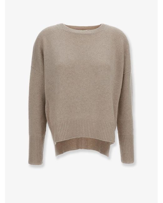 Lisa Yang Natural Mila Cashmere Sweater With Ribbed Knit
