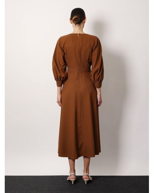 Max Mara Brown Pedaggi Cotton Midi Dress