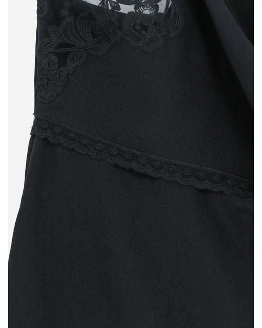Chloé Black Silk Top With Lace Profile