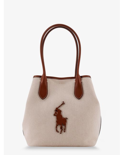 Polo Ralph Lauren White Canvas Shoulder Bag With Front Logo Patch