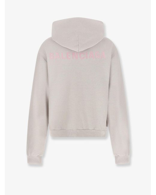 Balenciaga White Cotton Hooded Sweatshirt