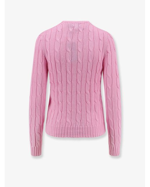 Polo Ralph Lauren Pink Cotton Sweater With Embroidered Logo