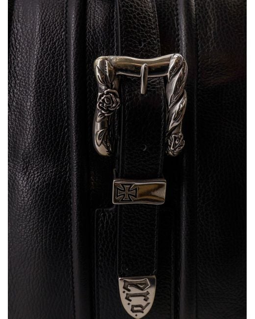 Enfants Riches Deprimes Black Belt Strap Weekender Leather Travel Bag for men