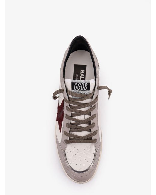 Golden Goose Deluxe Brand Gray Ballstar Leather Sneakers With Suede Inserts for men