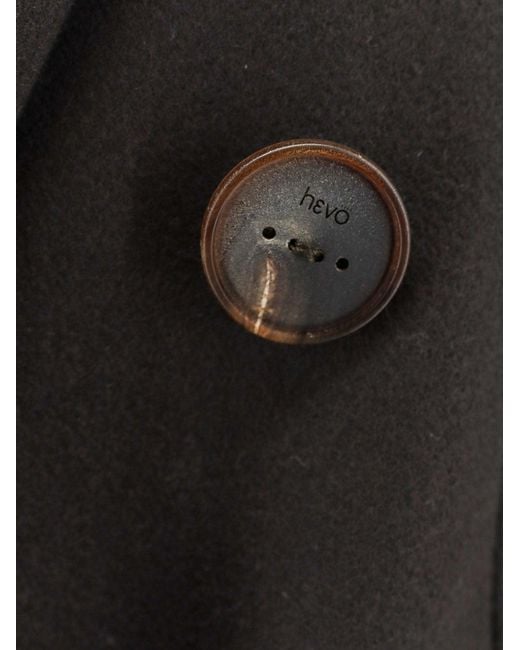 Hevò Black Martina Franca Wool Blend Coat