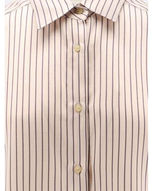 Alysi Natural Oversize Striped Lyocell And Silk Shirt