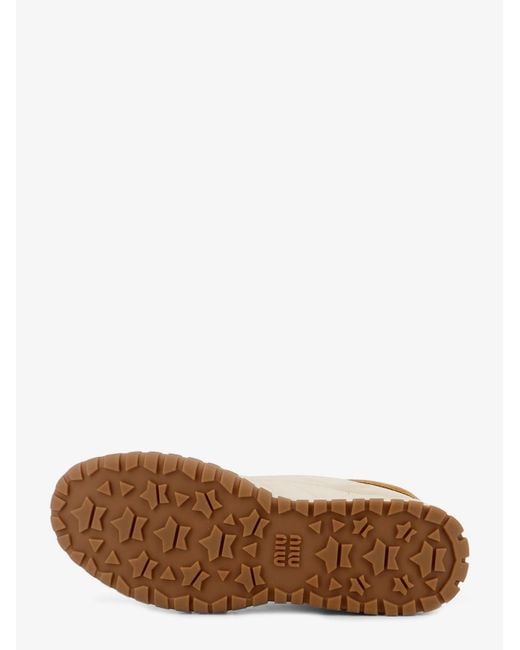 Miu Miu Brown Tyre Technical Fabric And Suede Sneakers