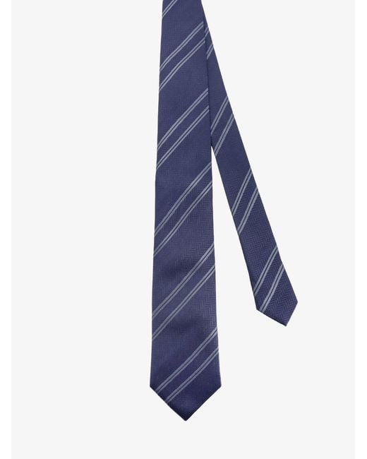 Brunello Cucinelli Blue Regimental Motif Silk Tie for men