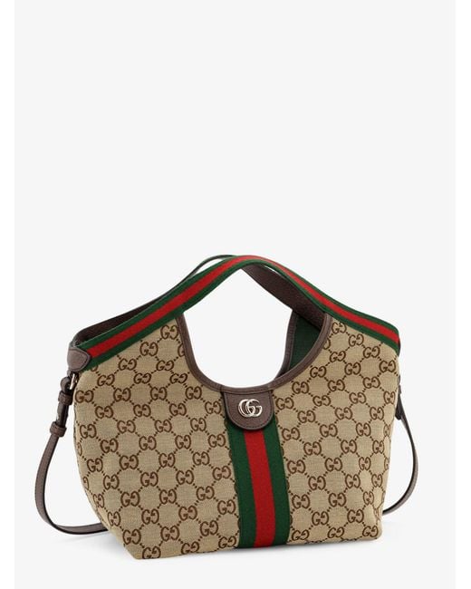 Gucci Brown Giglio Gg Supreme Fabric And Leather Tote Bag