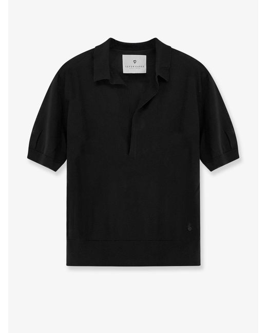Seven Gauge Black Lyocell Polo Shirt for men