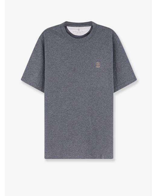 Brunello Cucinelli Blue Cotton T-Shirt for men