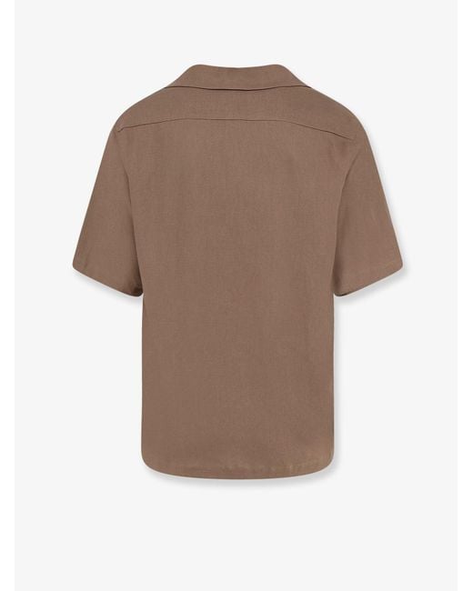 Hevò Brown Novoli Linen And Viscose Shirt for men