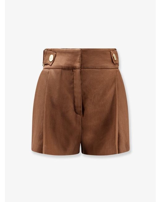 Elisabetta Franchi Brown Shorts Daily Linen-Blend