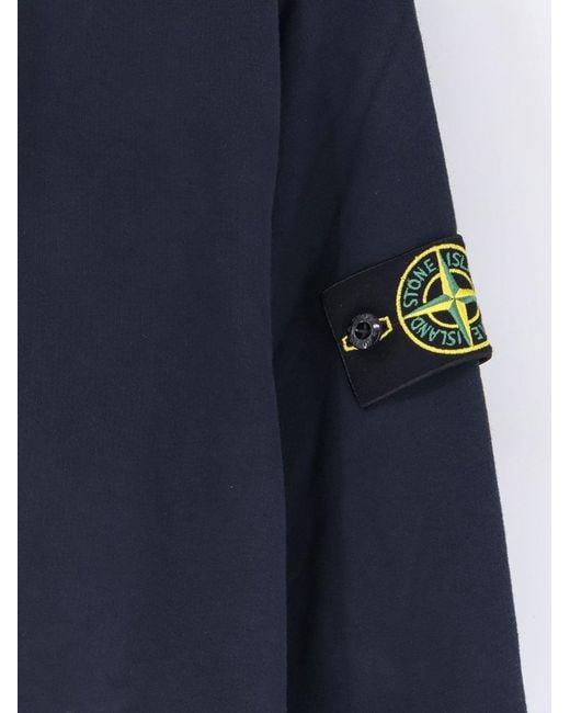 Stone Island Blue Cotton Sweatshirt With Side Logo Patch for men