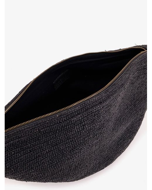 IBELIV Black Raffia Clip Crossbody Bag