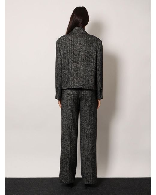 Dolce & Gabbana Black Wool Blend Striped Double-Breasted Blazer