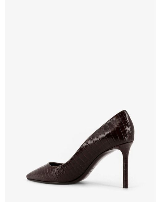 Jimmy Choo Brown Romy 85 Leather Pumps With Croco Effect