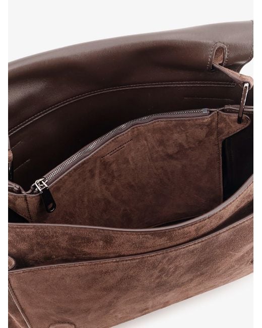 Brunello Cucinelli Brown Suede Crossbody Bag With Monili Details
