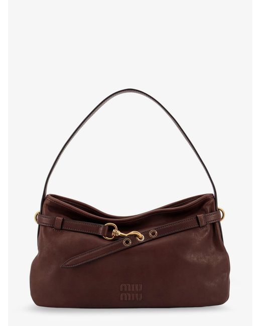 Miu Miu Brown Aventure Leather Shoulder Bag