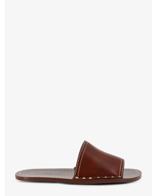 Totême Brown Low Leather Sandals With Metal Studs On The Sides