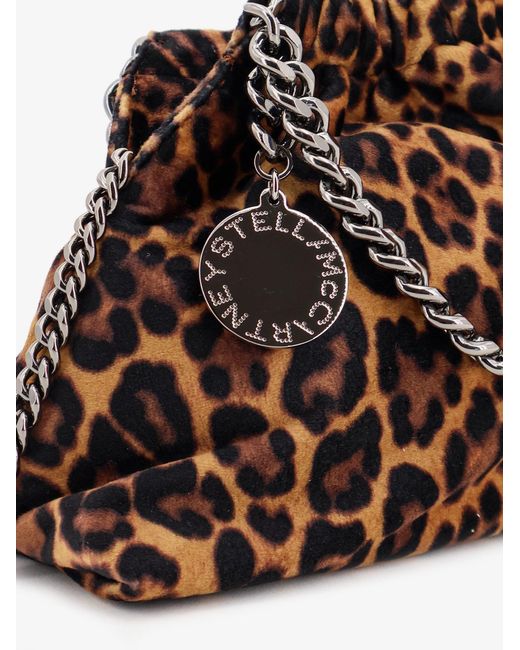 Stella McCartney Brown Falabella Mini Leopard Print Velvet Crossbody Bag