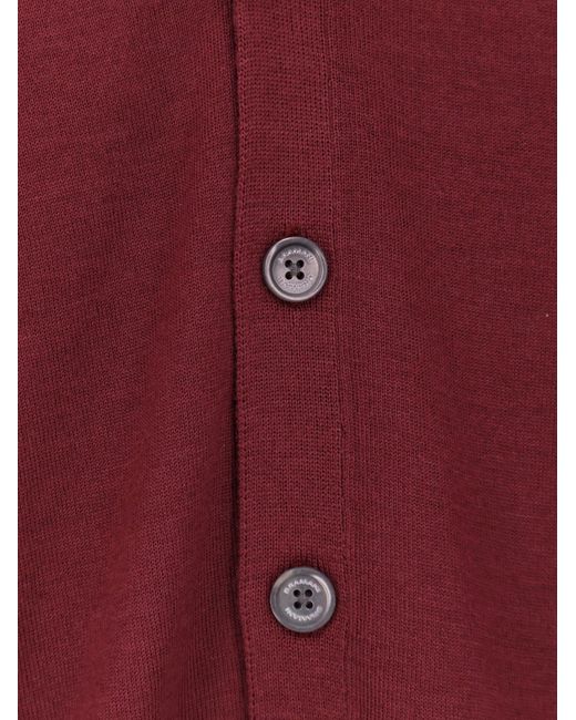 Bramani Cashmere Red Wool Cardigan for men