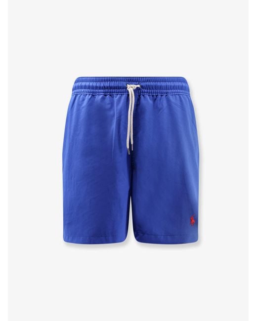 Polo Ralph Lauren Blue Recycled Nylon Swim Trunks With Logo for men