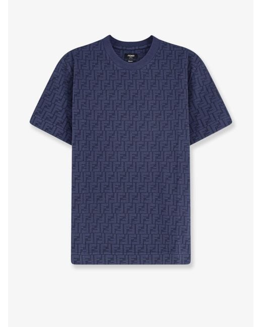 Fendi Blue Ff Cotton T-Shirt for men