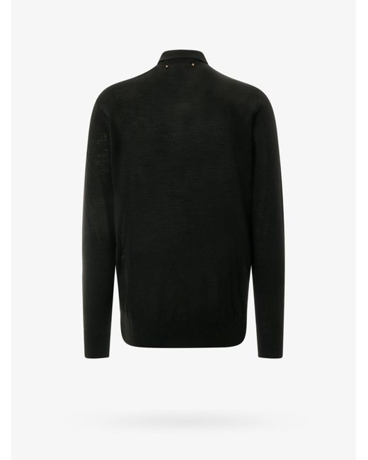 Golden Goose Deluxe Brand Black Long-sleeve Knitted Polo Shirt for men