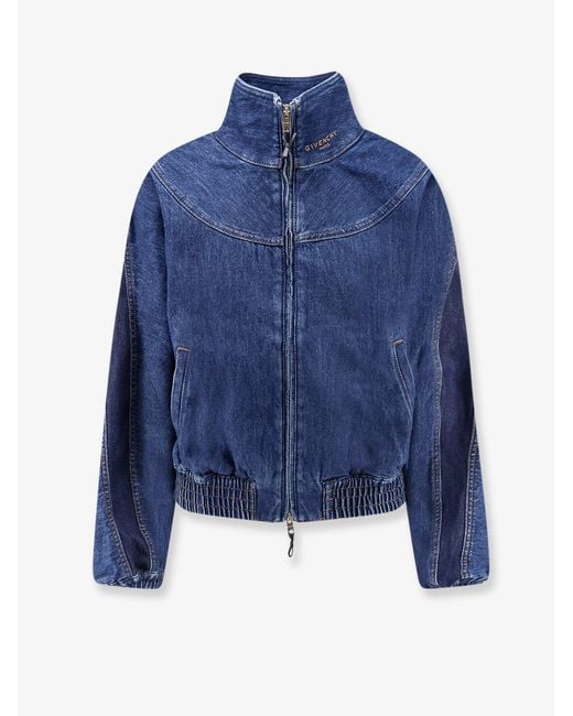 Givenchy Blue Denim Jacket With Embroidered Lettering Logo
