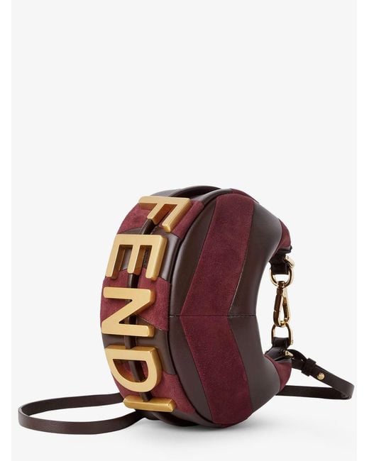 Fendi Purple Graphy Mini Leather Handbag With Metal Lettering Logo