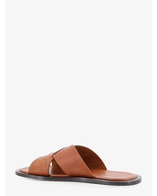 Loewe Brown Flex Leather Sandals With Crisscross Detail for men